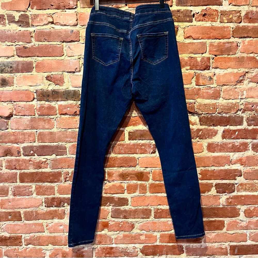 Seraphine Organic Cotton Over Bump Maternity Skinny Jeans Dark Blue 12 Long Tall - Picture 5 of 7